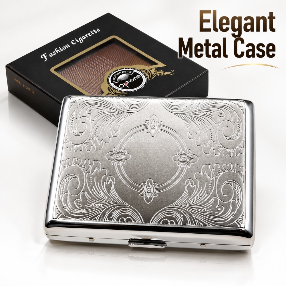 Men'S Mens Accessories - Stainless Steel Cigarette Box Embossed Portable