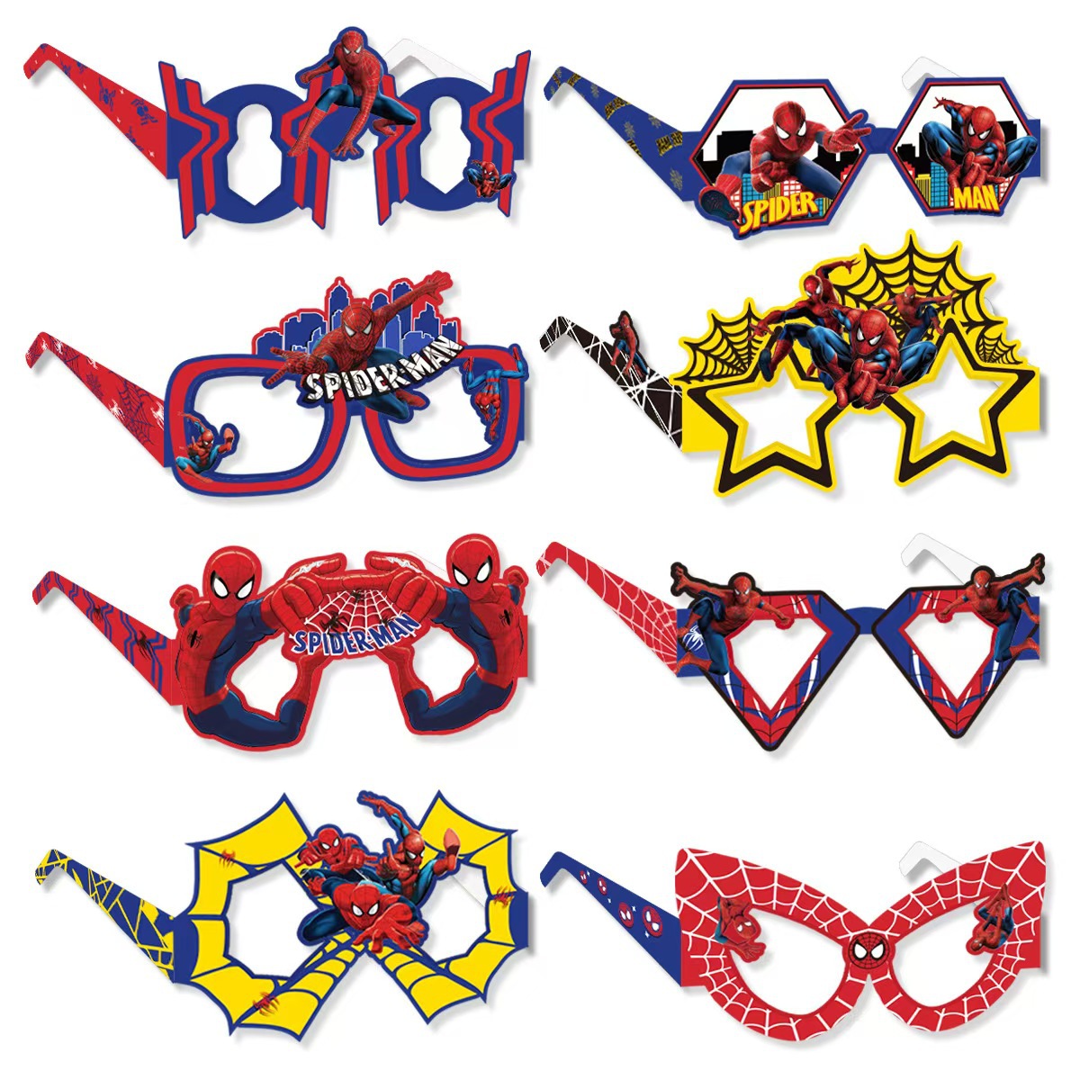 Men Accessories For Birthday Gift - 8PCS Spider-Man Paper Eco-Friendly Glasses Cosplay