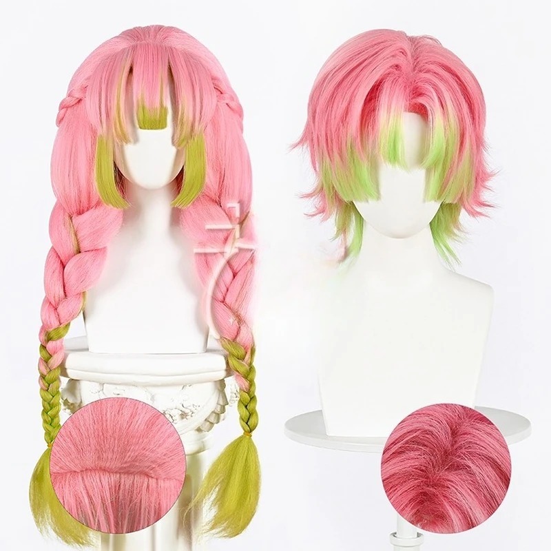 Men'S Suit Accessories - Kanroji Mitsuri Cosplay Wig Pink Green