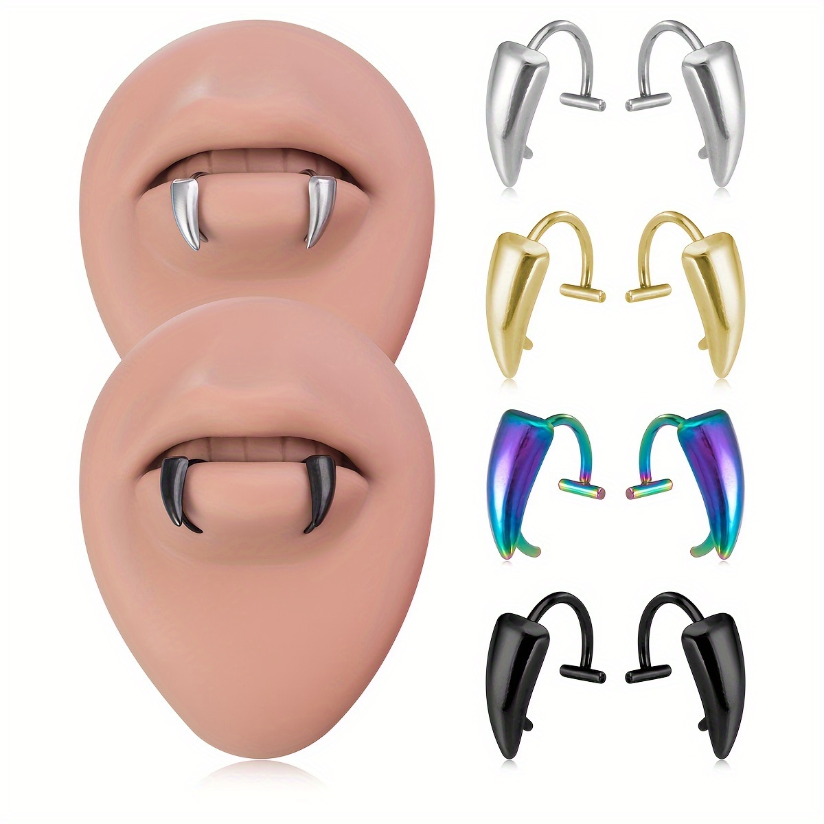 1Pair Stainless Steel Vampire  - đánh giá và giá Men'S Vampire Accessories