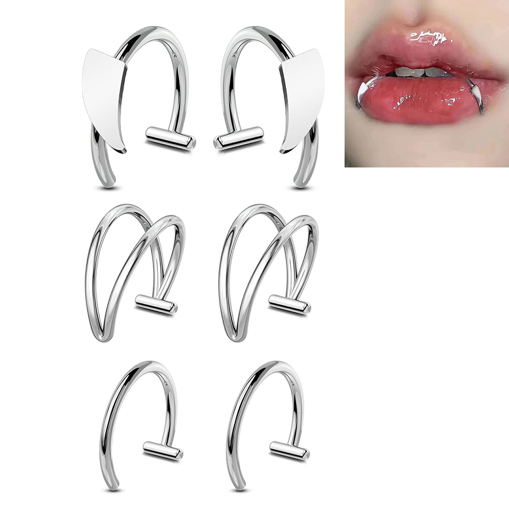 6pcs Stainless Steel Fake Lip  - đánh giá và giá Men'S Vampire Accessories